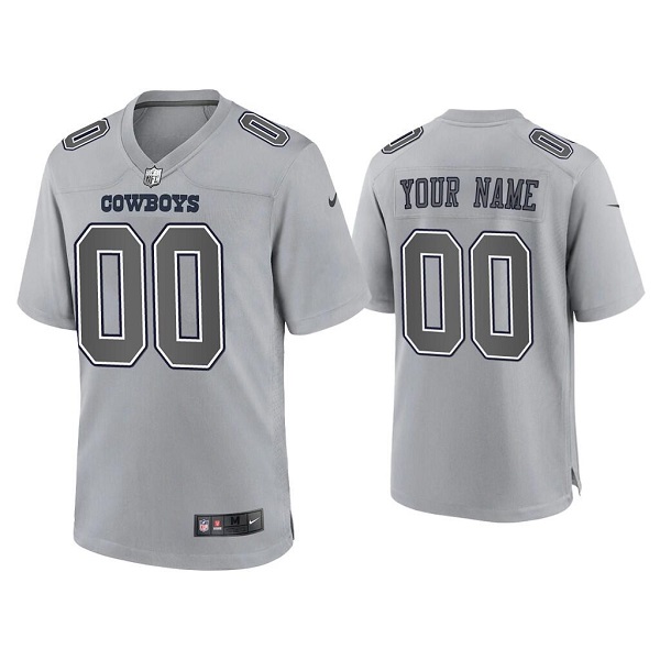 Men's Dallas Cowboys ACTIVE PLAYER Custom Grey Atmosphere Fashion Stitched Game Jersey